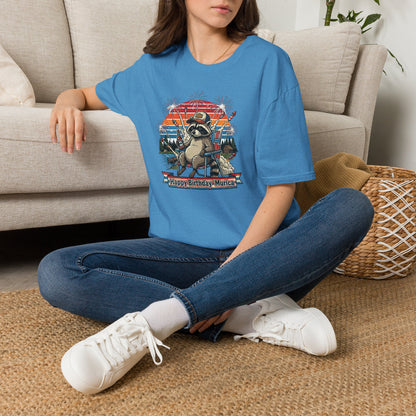 Happy Birthday ’Murica Raccoon T-Shirt – Funny Patriotic Fireworks Tee