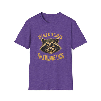 My B.A.C. Is Higher Than Illinois Taxes T-Shirt — Funny Raccoon Drinking Shirt
