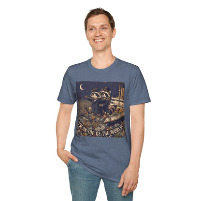 I’m On Top of the World! Raccoon Titanic Parody T-Shirt