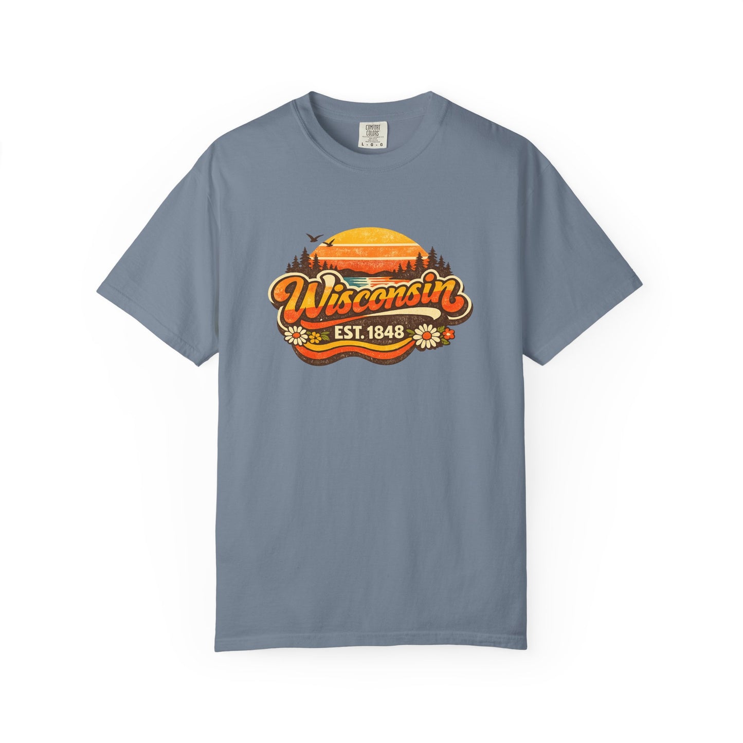 Wisconsin Sunset Tee — Retro 'Wisconsin Est. 1848' Graphic T-Shirt