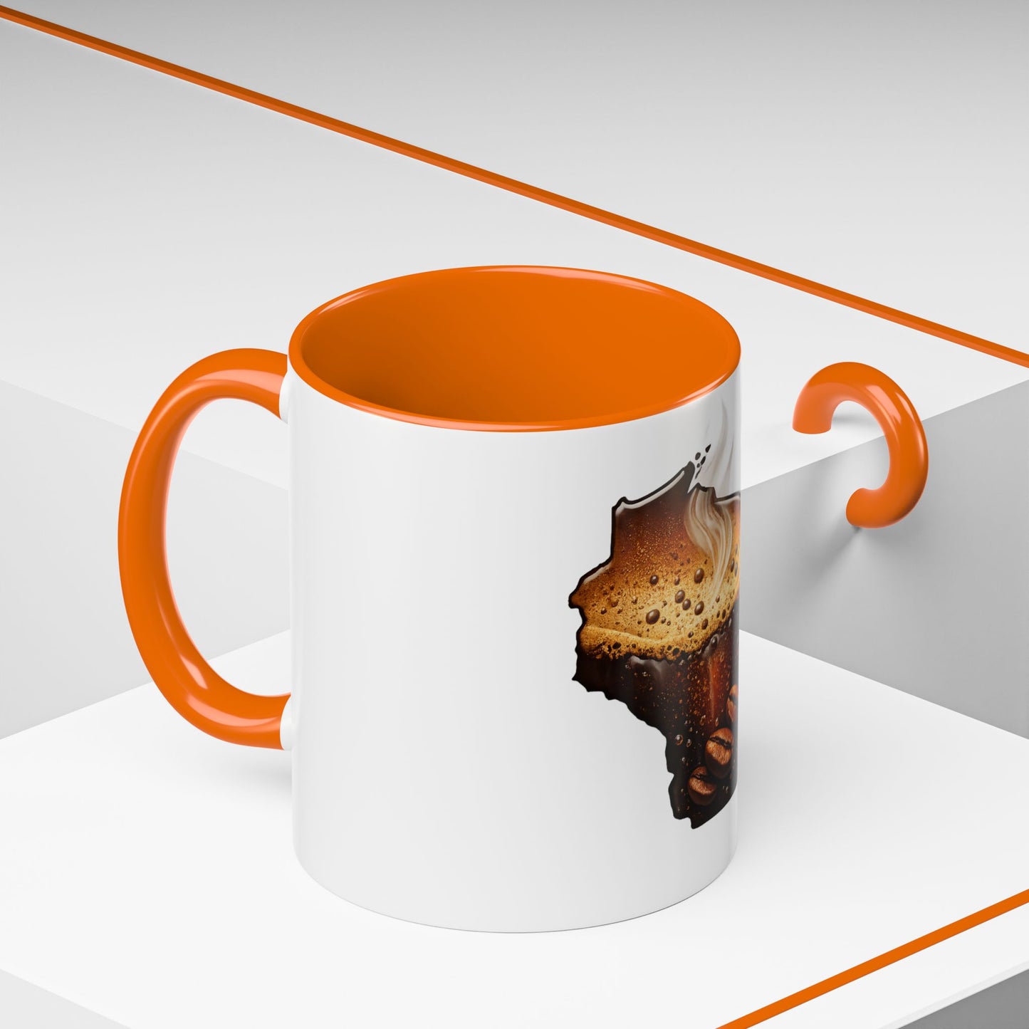 Wisconsin Coffee Mug — State-Shaped Brew with Coffee Beans Accent