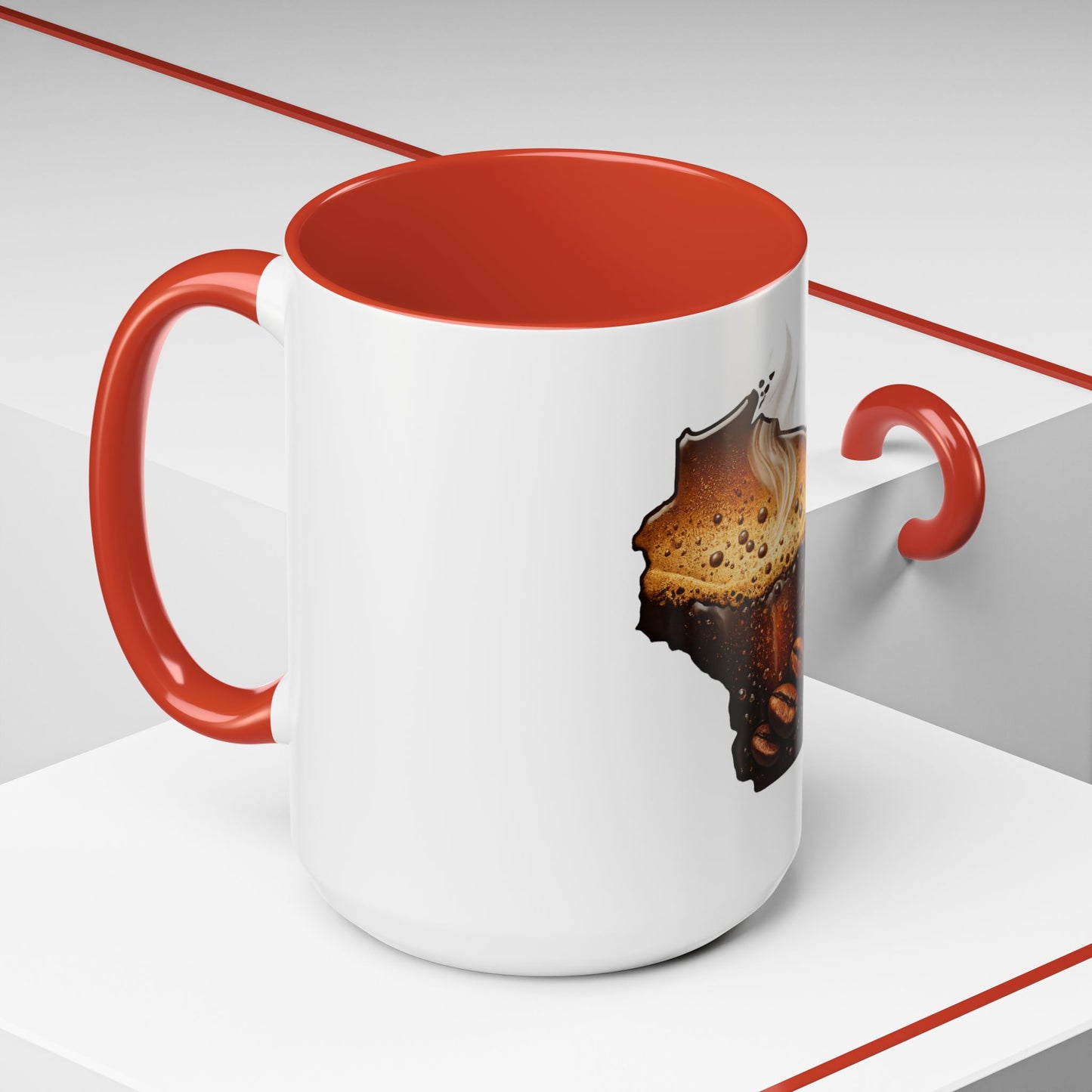 Wisconsin Coffee Mug — State-Shaped Brew with Coffee Beans Accent