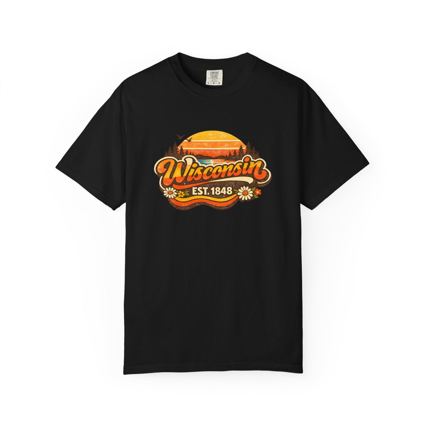 Wisconsin Sunset Tee — Retro 'Wisconsin Est. 1848' Graphic T-Shirt
