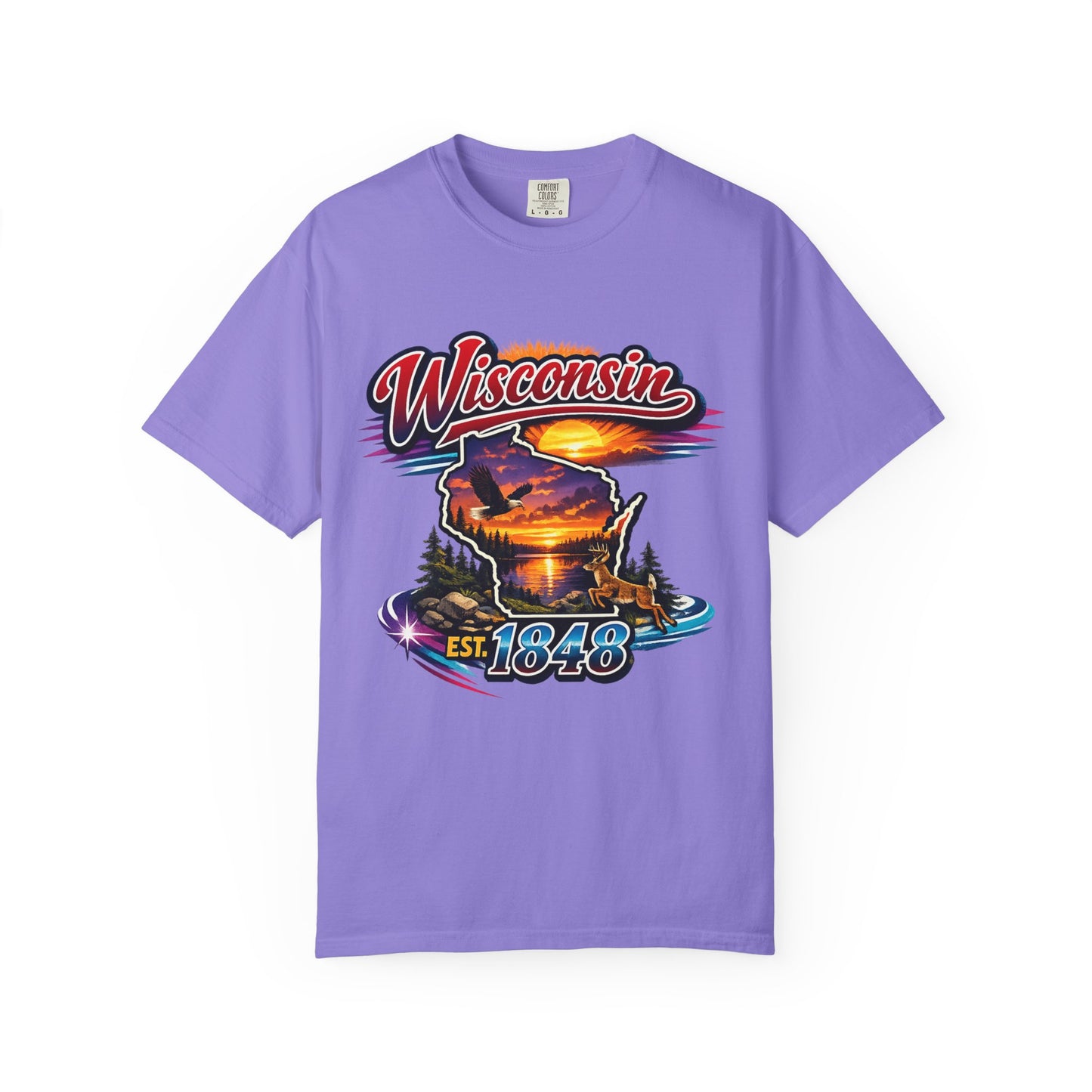 Wisconsin Sunset Scenic T-Shirt — Est. 1848 State Pride Tee