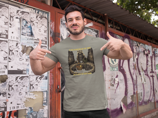 It Puts the Mustard on the Brat – Raccoon Parody Shirt