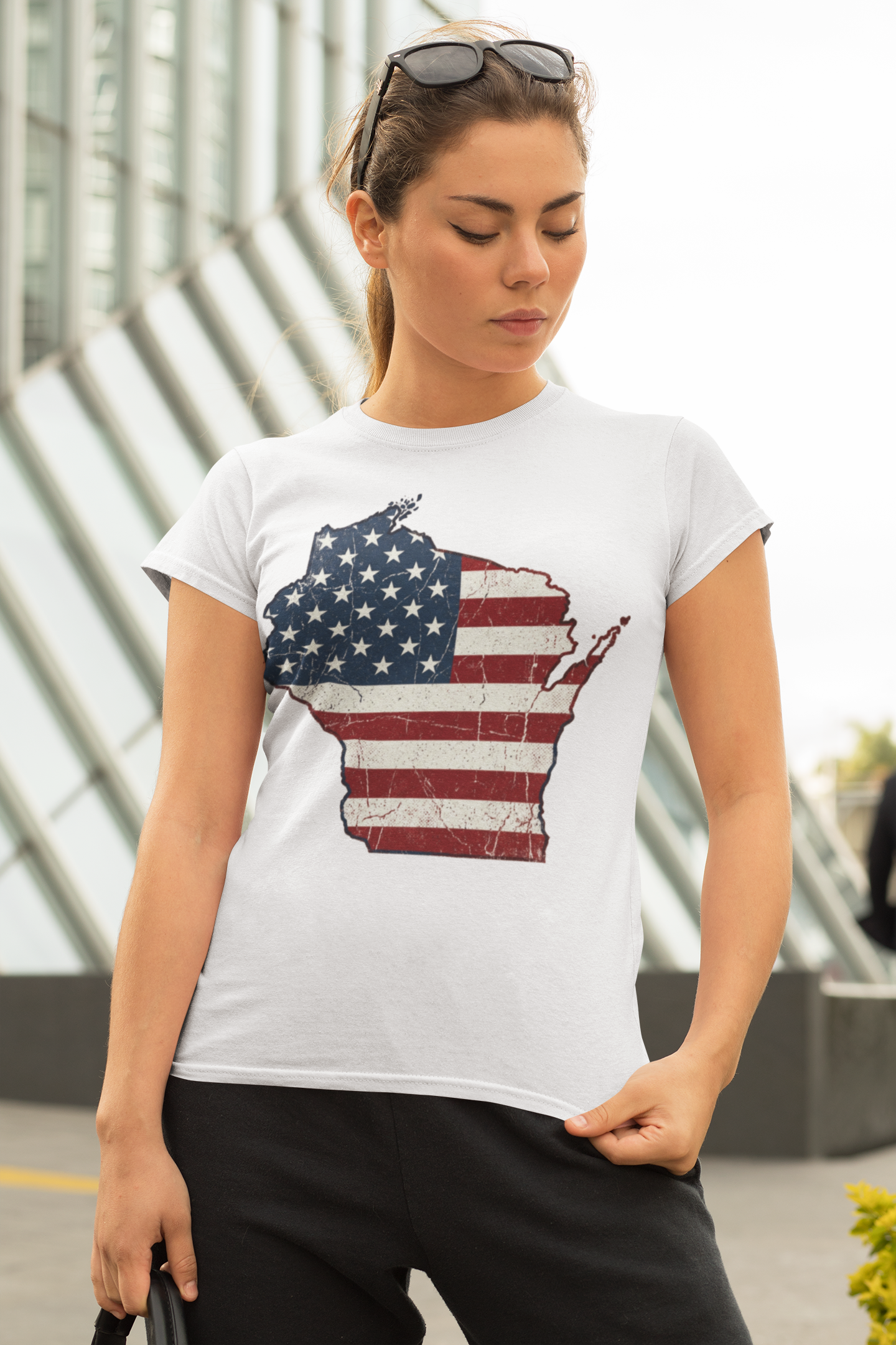 Patriotic Wisconsin Flag Shirt – Vintage Distressed Design