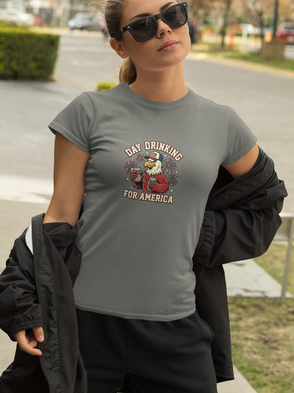 Day Drinking for America T‑Shirt – Patriotic Eagle Beer Design